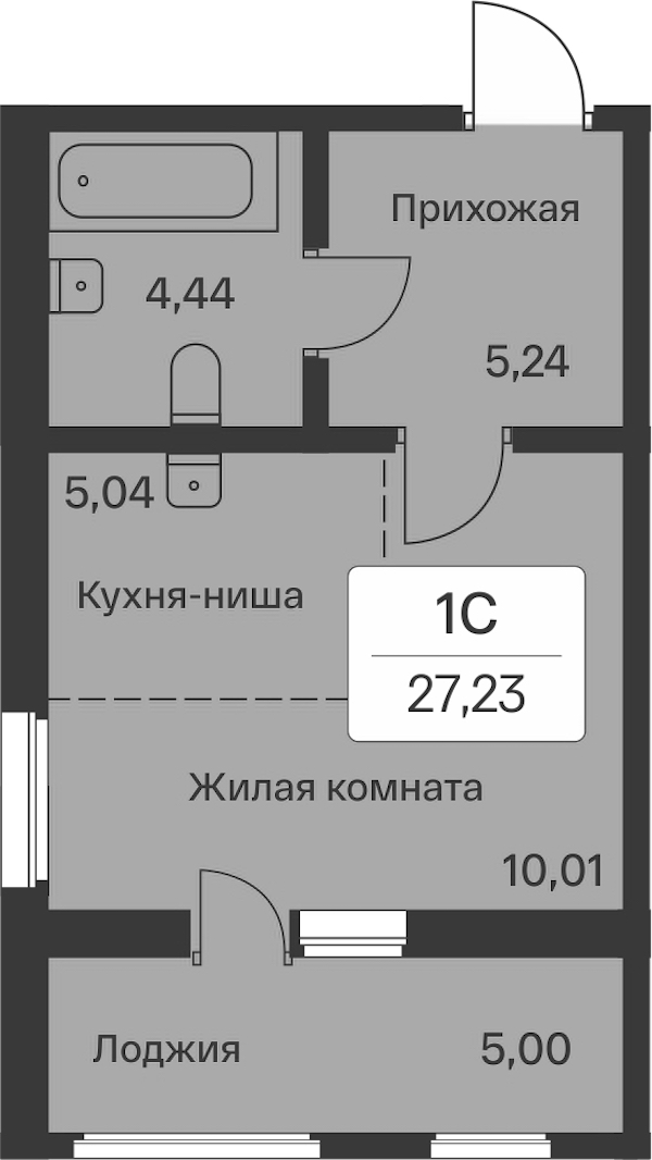 Квартира студия 27.23 м², 1/9 эт., ЖК «Расцветай в Янино»